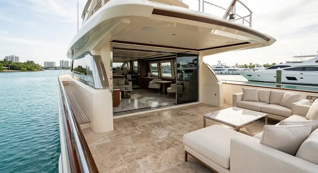 Protecting Natural Stone on Luxury Yachts During South Florida Summers 3 Luxury yacht with professionally maintained natural stone surfaces in South Florida.